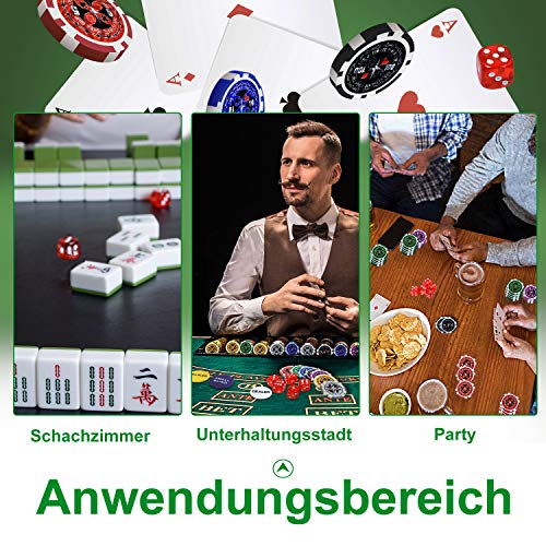 UISEBRT Pokerkoffer Set 500 Chips - Pokerset Laser inkl. 2X Pokerdecks, 5X Würfel, 3X Dealer Button (500 Chips, Schwarz Aluminium-Gehäuse) – Bild 8