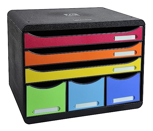 Caisson de bureau Exacompta 6 tiroirs module de rangement A4+ noir arlequin 306798D