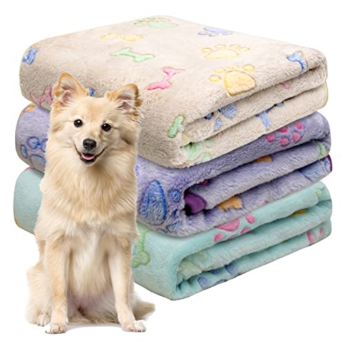 Tierdecken 3er Set – Flauschige Hundedecken Für Sofa & Bett, 52x76 Cm, Waschbar, Süße Muster, Für Hunde & Katzen