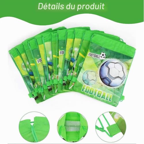 Quixotical 9 Pièces Sacs à Cordon Football, Sacs à Dos Football pour Fête d'Anniversaire, Cadeaux pour Enfants Garçons et Filles – vue 3