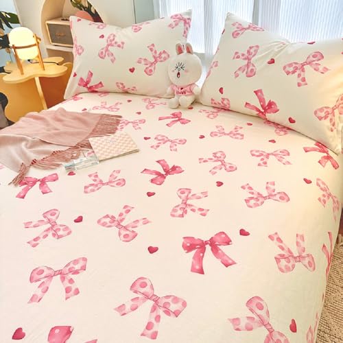 Lanqinglv Bettwäsche 155x220 Mädchen Rosa Schleifen Kinder Wendebettwäsche – Ansicht 6