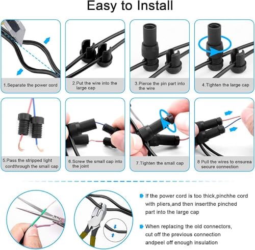Image of Bellox 10 Pcs Low Voltage Wire Connector, 12-20 Gauge Waterproof Replacement Landscape Light Cable Connector, Twist Lock Wire Connector for Landscape Lighting Path Lights Home, Electrician Use