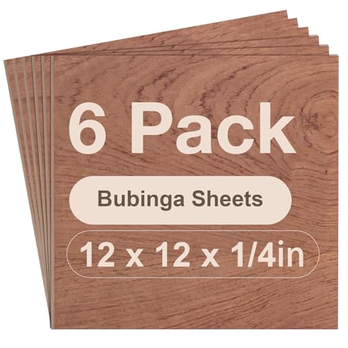 Wowood 6 Pack Bubinga Plywood, 12 x 12 x 1/4