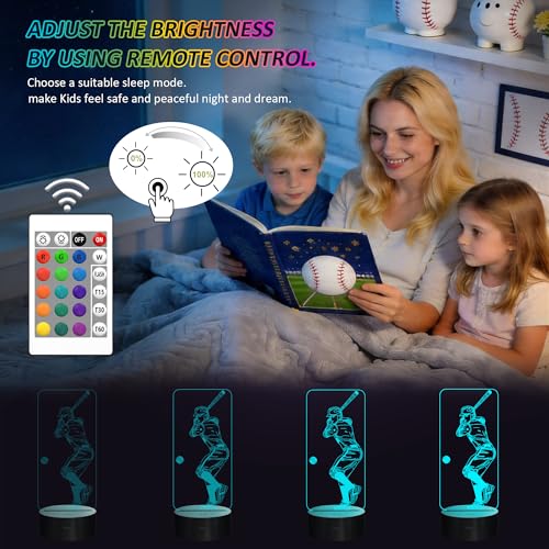 FULLOSUN Lámpara de noche 3D béisbol con control remoto miniatura 5
