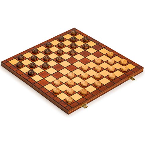 set de damas en caja plegable de madera miniatura 1