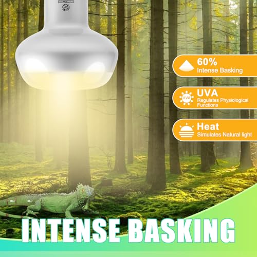 Image of Reptile Heat Lamp 4Pack 100W, Intense Basking Spot Light Bulb with UVA, Simulate Natural Daylight Heat Bulb for Reptile, Turtle, Bearded Dragon, Lizard, Tortoise, Gecko, Snake