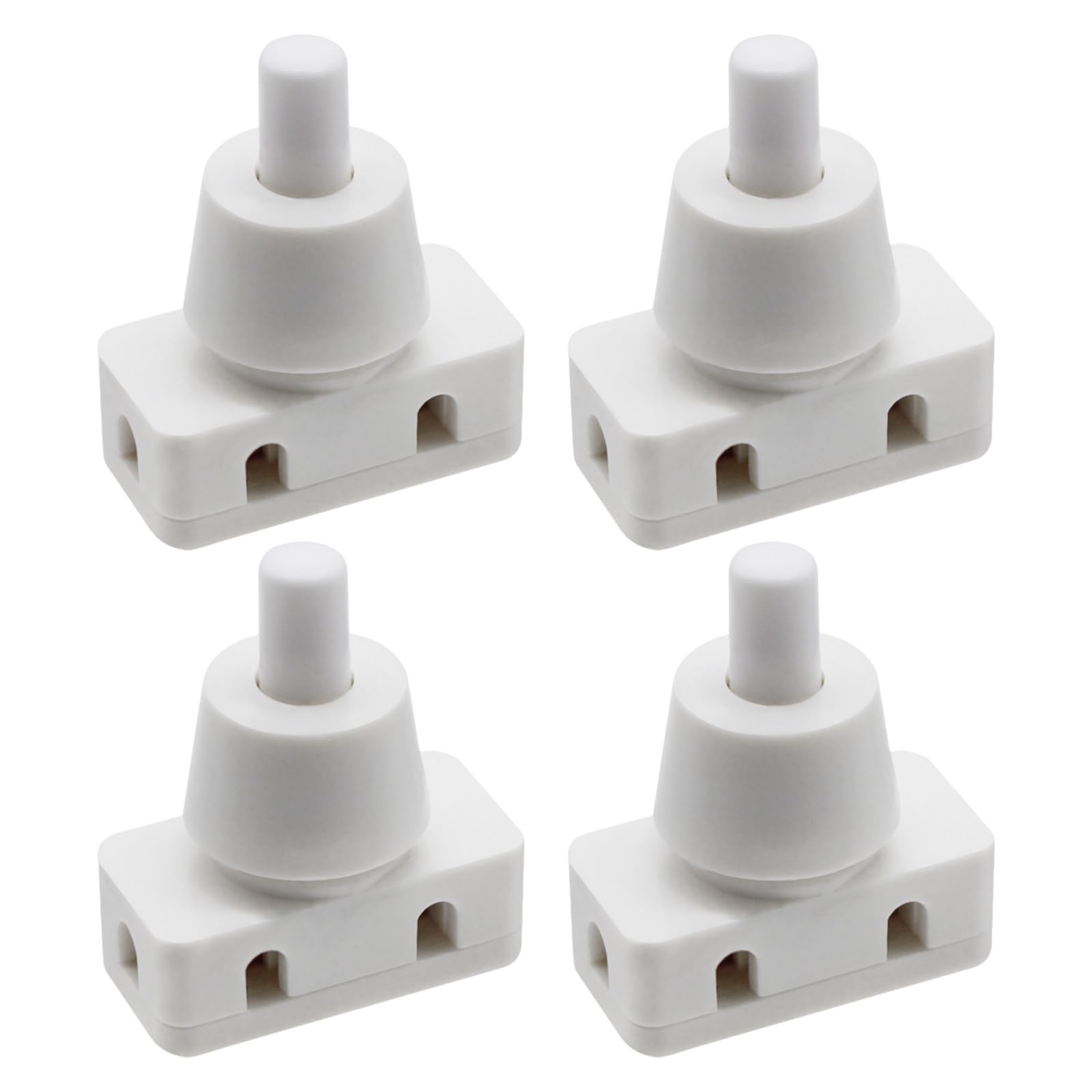 4X Push Button Switch On/Off Recessed Pressure Switch with Thread and Screw Cap 220V~60HZ 10A for Desk Lamp Air Cooler Mounting Diameter White Plastic