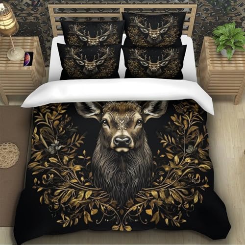 Parure de lit double en microfibre résistante, housse de couette forêt 3D hypoallergique