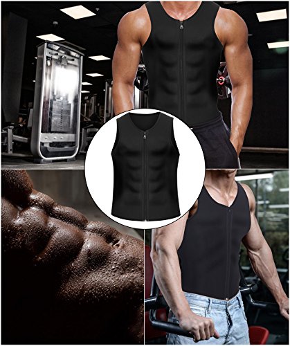Eleady Men's Sauna Sweat Vest Weight Loss Waist Trainer (Black Sauna Tank Top Men, L)