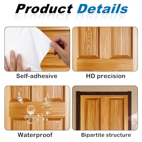 Image of Nuxovilar Wood Panel Door Stickers Peel Stick PVC 30.3x78.7 Inches Cover