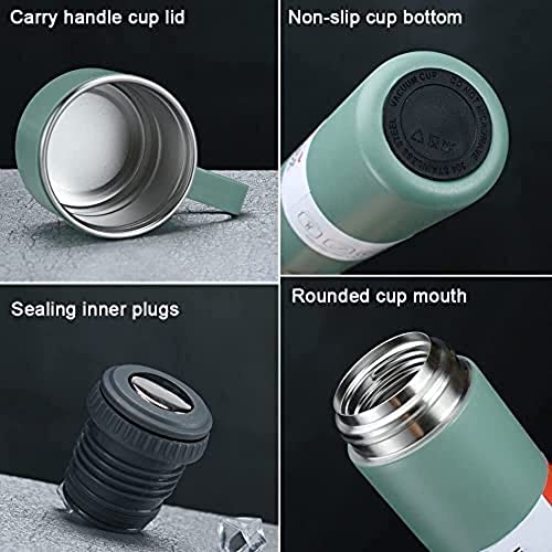Image of Zulfikar Steel Vacuum Flask Set with 3 Stainless Steel Cups Combo - 500ml - Keeps HOT /Cold | Ideal Gift for Winter - Housewarming Random Color