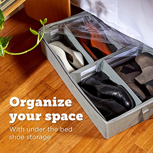 Storagelab Under Bed Storage Containers, 2-Pack Underbed Shoe Organizer With Adjustable Dividers, Clear Windows, And Sturdy Handles, Use As Clothes Organizer, Blanket Organizer, Toy Storage (Set Of 2) #TOP1