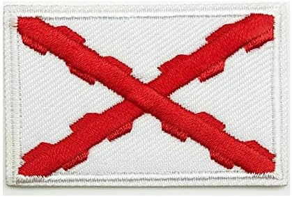 BANDERA DEL PARCHE BORDADO PARA PLANCHAR O COSER (Cruz de Borgoña 7.8cm) :  Hogar y cocina