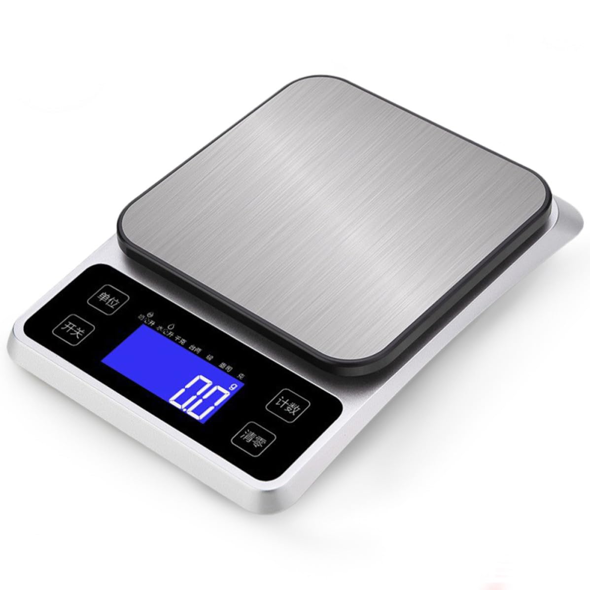 CRAFTHROU Báscula Electrónica de Cocina Acero Inoxidable Alta Precisión Pantalla Clara Portátil para Alimentos y Joyería Función Tara Recargable