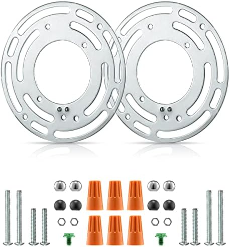 2 Pack Universal Light Fixture Mounting Bracket, 4 Inches Diameter Steel Crossbar Plate with Ground Screw for Mount Wall Light, Close to Ceiling Light, Chandelier