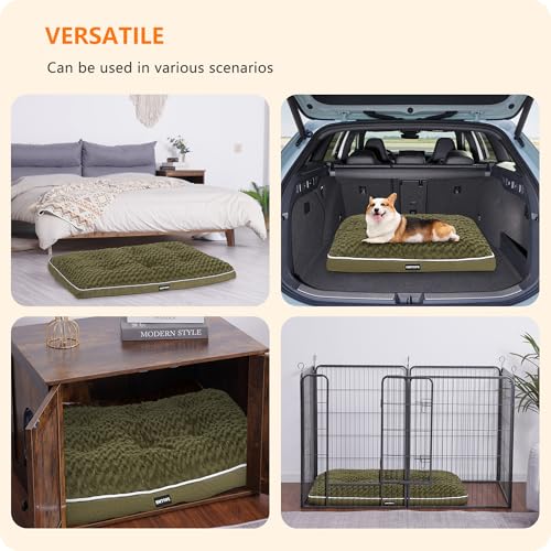 HMTOPE Orthopädisches Hundebett, Hundematte im Doppelstock-Design, Waschbar Hundekissen, Abnehmbar Hundekorb, 90 cm für Kleine bis Mittelgroße Hunde, Olivgrün