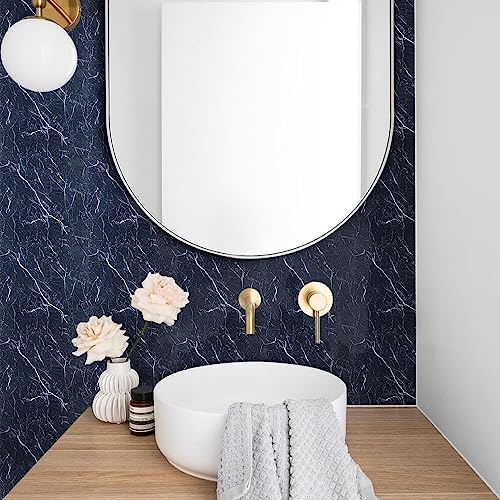 Image of Arkit Floor Tiles - 3D Vinyl Self-Adhesive PVC Waterproof Wall and Floor Tile Stickers for Kitchen and Bathroom - Wall Decor Wallpaper (Blue, 8)