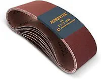 POWERTEC 3 x cintos de lixamento de 53 cm, lixa de óxido de alumínio de 40 grãos para lixadeira de cinto portátil, lixamento de madeira e tinta, polimento de metal, 10 unidades (110460)