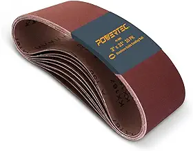 POWERTEC 3 x cintos de lixamento de 53 cm, lixa de óxido de alumínio de 40 grãos para lixadeira de cinto portátil, lixamento de madeira e tinta, polimento de metal, 10 unidades (110460)