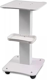 Salon Trolley Cart, Metal Beauty Salon Rolling Stand Mobile Beauty Equipment Spa Trolley Cart with Wheel and Storage Tray, White, Max Load 220lbs