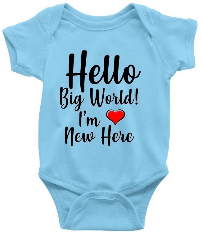 PrintmateHello Big World I Am New Here Printed Half Sleeve Unisex Baby Romper | Onesies & Baby Rompers for New Born Baby Boys & Girls (B633)