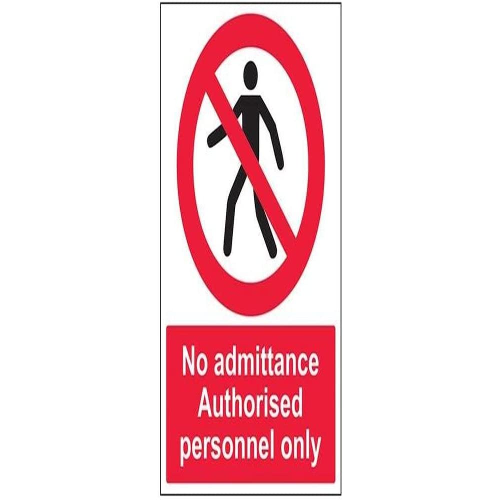 V Safety No Admittance Authorised Personnel Only Pedestrian Sign - 300mm x 400mm - Self Adhesive Vinyl