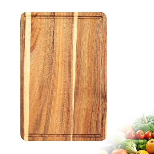 Holz Schneidebrett, Schneidbrett Holz Schneidebretter Holzbrett, Wooden Chopping Board, Küchenbrett Schneideblock mit Saftrillen für Fleisch, Obst, Gemüse(29,5 x 19,6 x 1,5...