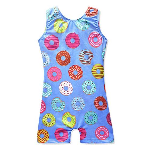 HOZIY Gymnastics Leotards for Girls Unicorn Aurora Rainbow Mermaid Dinosaur Cupcake Sparkle Biketard Toddlers Kids Children 7-8 Years Rainbow Donuts
