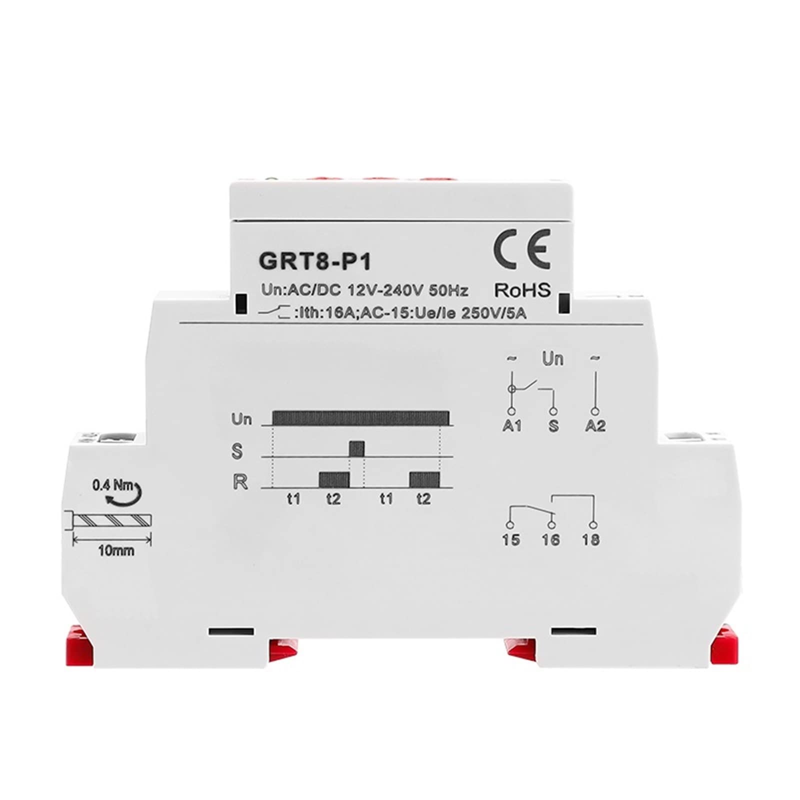 GRT8-P Pulse Output Time Delay Relay 16A AC/DC12V-240V 0.1s-100days