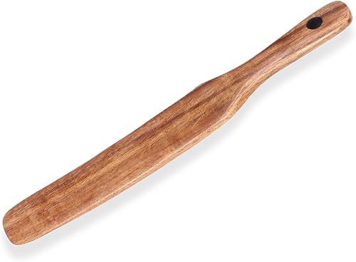 Spurtle de madera para cocinar, utensilios de madera de teca, antiadherentes, espátula de crema para el hogar, cocina, agitar, mezclar, servir