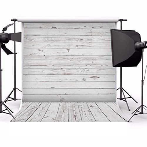 Yeele 8x10ft Gray White Wood Plank Photo Backdrops Vinyl Vintage Wooden Floor Wall