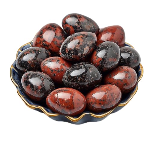 Image of Polished Stone Set Mahogany Obsidian Crystals, 0.8 inch Handpicked Tumbled Gemstones Rocks, Pebbles for Reiki, Chakra, Healing, Home Decor