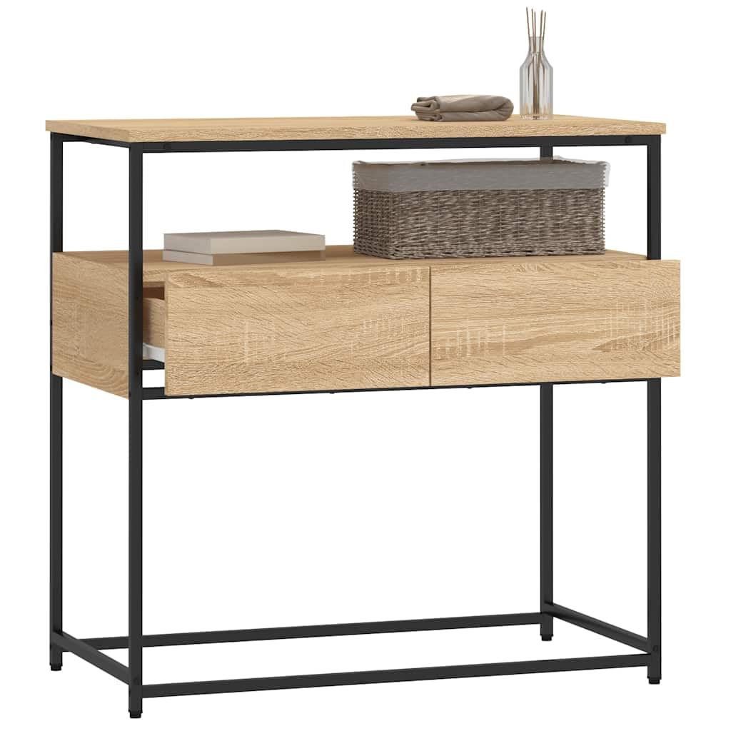 Stolik konsolowy Dąb Sonoma 75 x 40 x 75 cm, materiał drewniany, nowoczesny, stabilny, do przedpokoju, salonu, korytarza, stolika nocnego, stolika pomocniczego