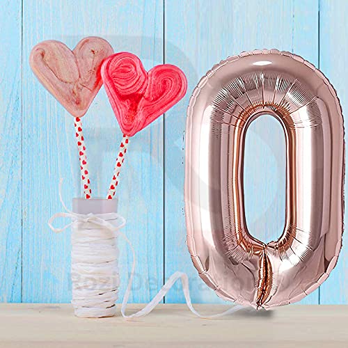 Image of Rozi Decoration 32? Inch Rose Gold 0 Number Foil Balloons Helium Supported Pack of 1 Pcs | 0 Number Balloon for Birthday | 32 Inch Number Balloon Decoration