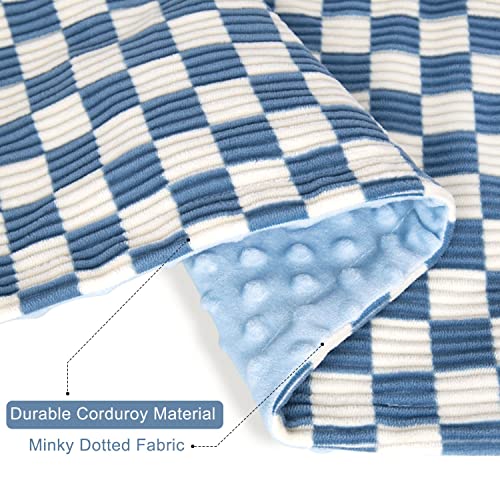 Image of Baby Blanket for Boys Girls 3D Checkerboard Grid Ultra- Soft Cozy Corduroy Toddler Blanket for Kids Stripe Chessboard Plaid Design Receiving Blanket Blue 30 x 40 Inches