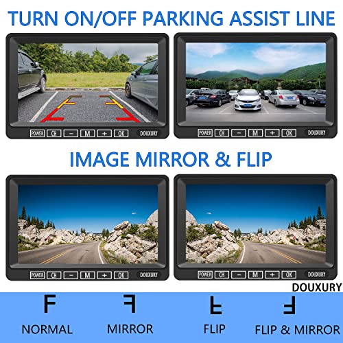 Image of Wireless Backup Camera for RV Truck Trailer Camper Bus 5th Wheel 3 Rear /Side View Cameras 1080P 4-Split 7 inch Screen with Adapter for Furrion Pre-Wired Night Vision IP69 Waterproof 170 Wide View Angle