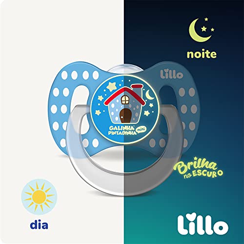 Lillo Kit 2 Chupetas Funny Dia E Noite 6+ Meses Galinha Pintadinha
