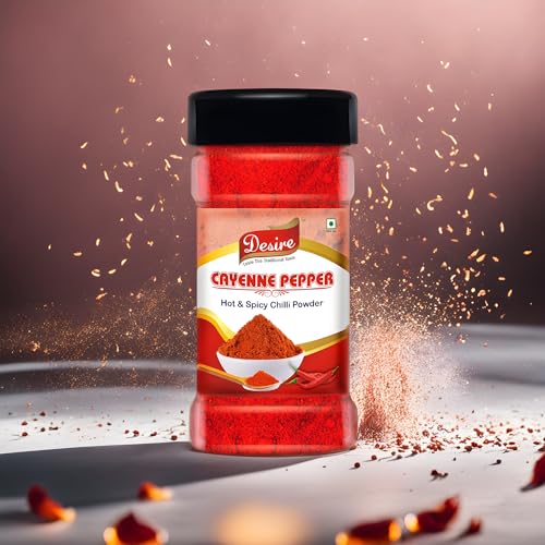 Image of Desire Cayenne Pepper Powder 50g - Hot & Spicy Chili Powder, Perfect for Cooking, Seasoning, and Adding Heat to Dishes | 100% Pure and Natural | No Additives | Pack of 1