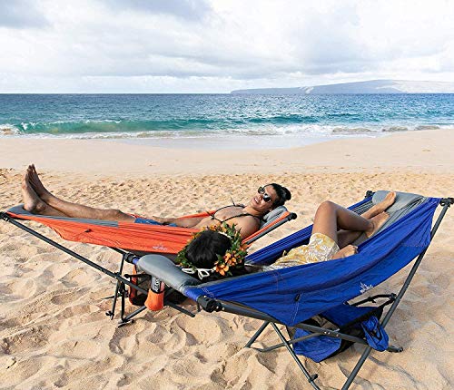 Republic Of Durable Goods Portable Hammock With Stand Included Compact Folding Camping Hammock Stand For Travel Car Camping Mock One Hammock Chair Foldable (Blue/Grey) #TOP6