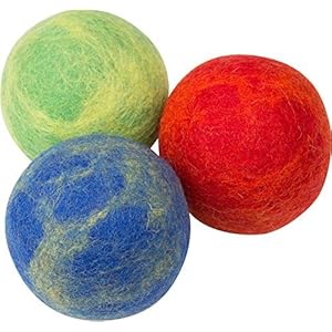Pet Pizazz 3-Pack 100% Wool Dog Balls (Indoor or Outdoor Toy, Boutique Quality, All-Natural)