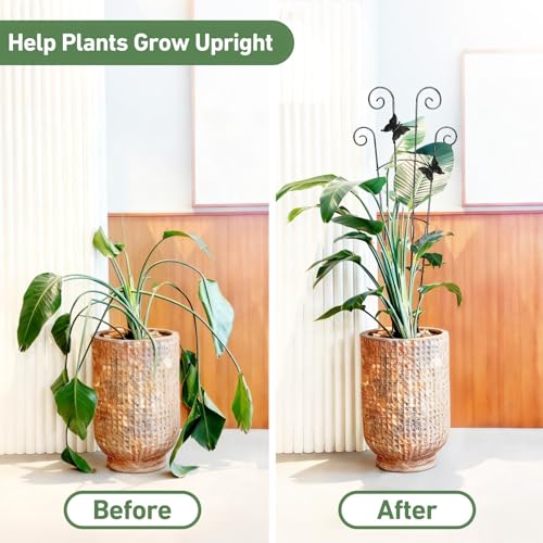 Image of 30in Plant Trellis for Potted Plants Indoor, Butterfly Adorned