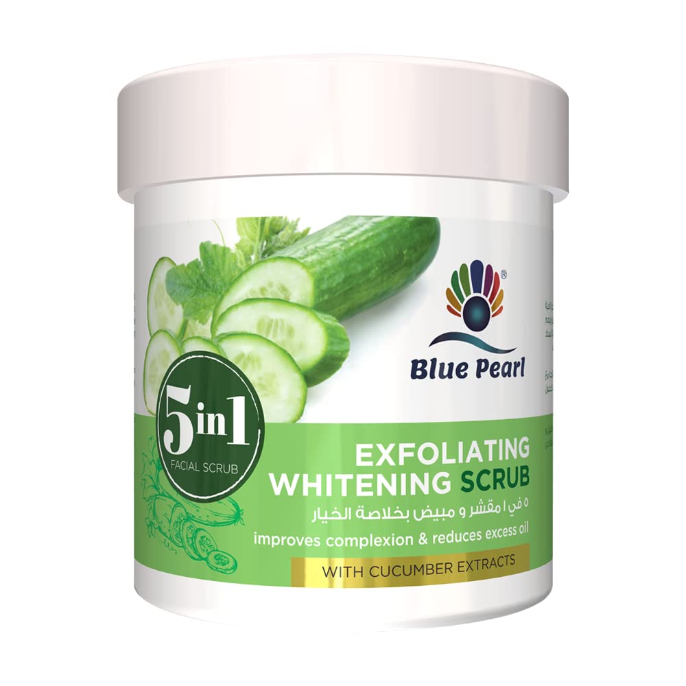 BLUE PEARLFace & Body Exfoliating Whitening Scrub 5 In 1 With Cucumber Extracts | all in one Cleanser, Scrub and Skin Whitening Product | 500ml