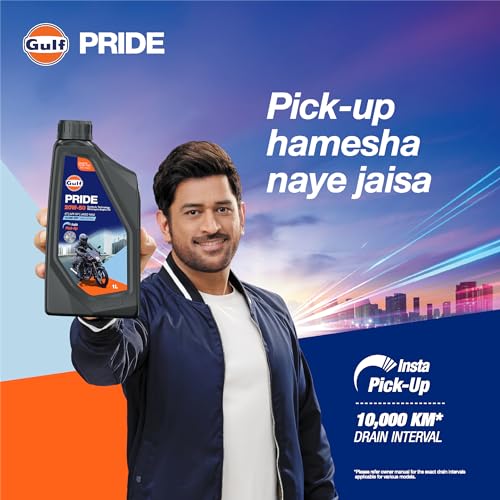 Image of GULF Pride 4T Plus 20W-50 - Engine Oil for 4-Stroke Bikes [1 L] - Pack of 1