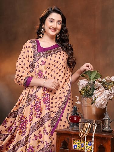 Image of Garden Vareli Floral Booti Print Crepe Saree With Unstitched Blouse Piece