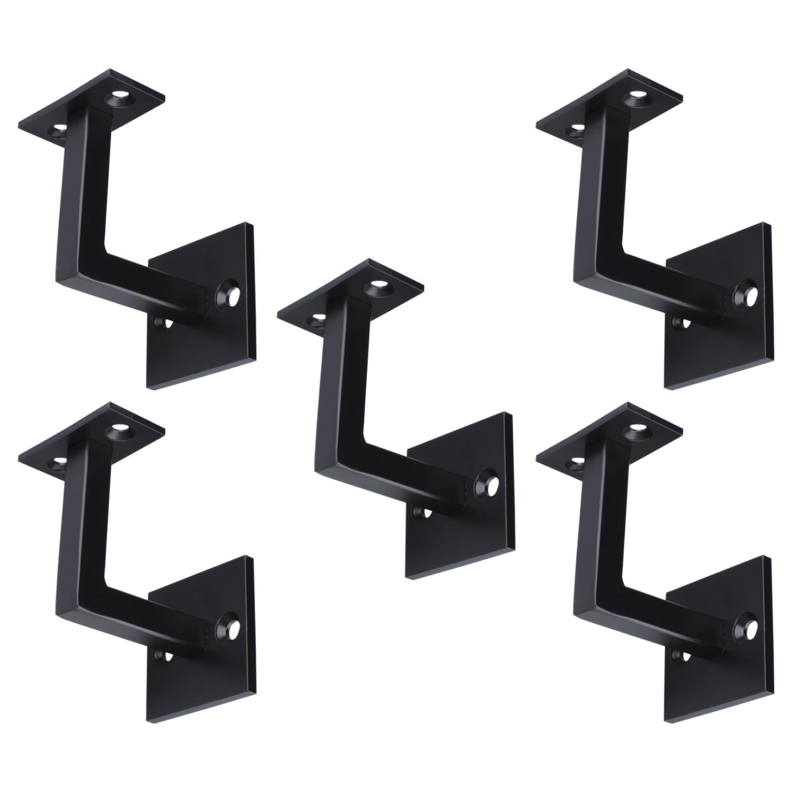 5 supports de main courante noir mat, fixation murale carrée en acier robuste