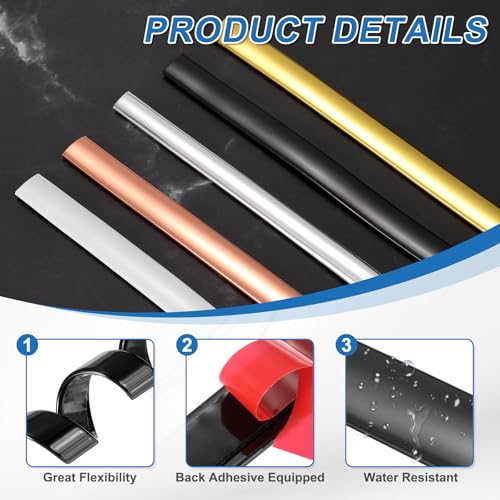 Moldura de pared de espuma autoadhesiva, rodapié negro de 0.39 pulgadas x 26 pies 4