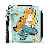 CHALA Zip Around Wallet, Wristlet, 8 Credit Card Slots, Sturdy Pu Leather - Mermaid A - Blue