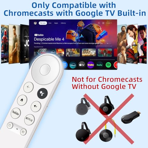 Image of Replacement Remote for Chromecast with Google TV Built-in. 1-Year Full Warranty.
