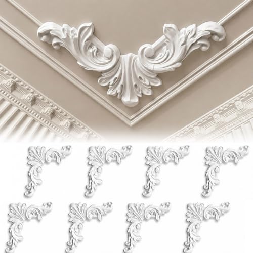 Moulures murales d'angle en PU ornements pour décoration mur et plafond, 18cm, 8 Pcs - 2
