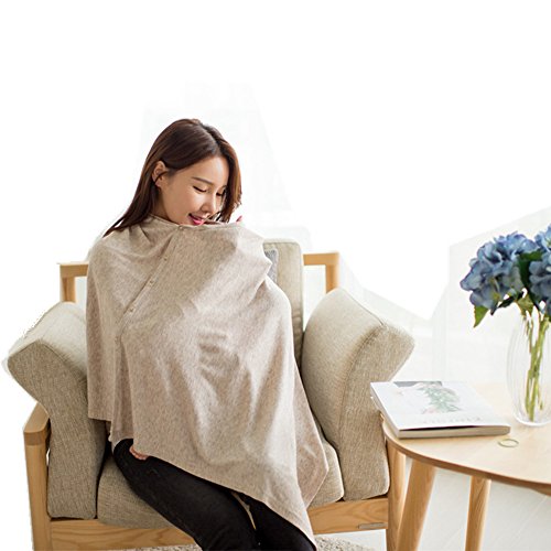Jaetech House Mantas de Lactancia Ups para Lactancia Materna bebé en público Cobertura Completa 100% Transpirable algodón Suave 100 × 70 cm, Gris/Blanco cremoso (Blanco Crema)